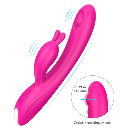 Tapping Rabbit Vibrator, 3 Speeds × 6 Vibration & Knocking Modes, Dual Stimulation Vibrator
